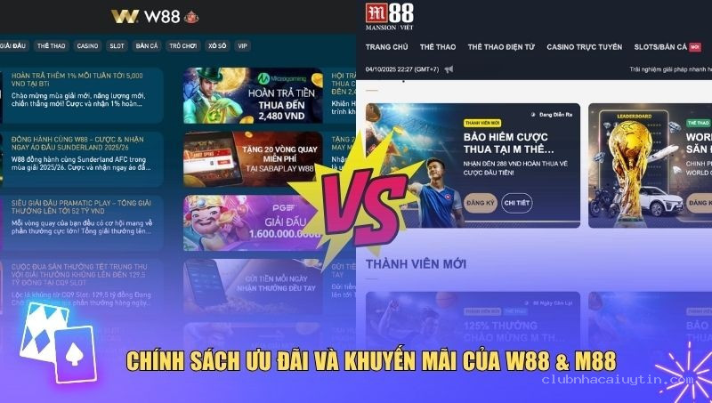 So sánh W88 vs M88 về chính sách ưu đãi