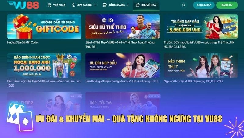 Hệ thống khuyến mãi của VU88 được thiết kế minh bạch và dễ nhận thưởng